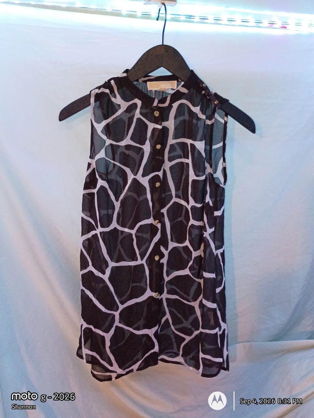 Micheal Kors Giraffe Print Sheer Shirt
